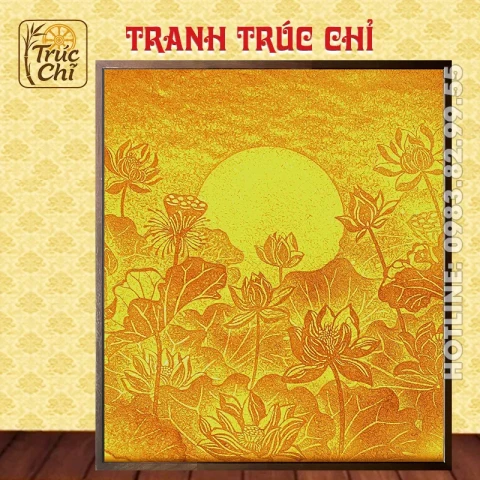 Tranh Trúc Chỉ Phòng Thờ Sen - Ánh Trăng AS01A