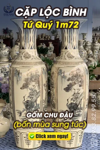 Cặp Lộc Bình Tứ Quý - Gốm Chu Đậu