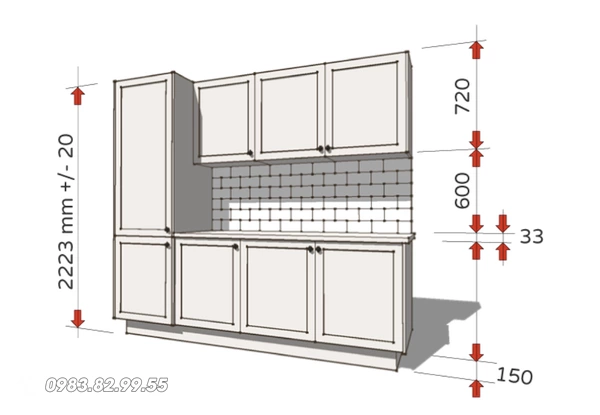 Chiều cao cơ bản của bếp